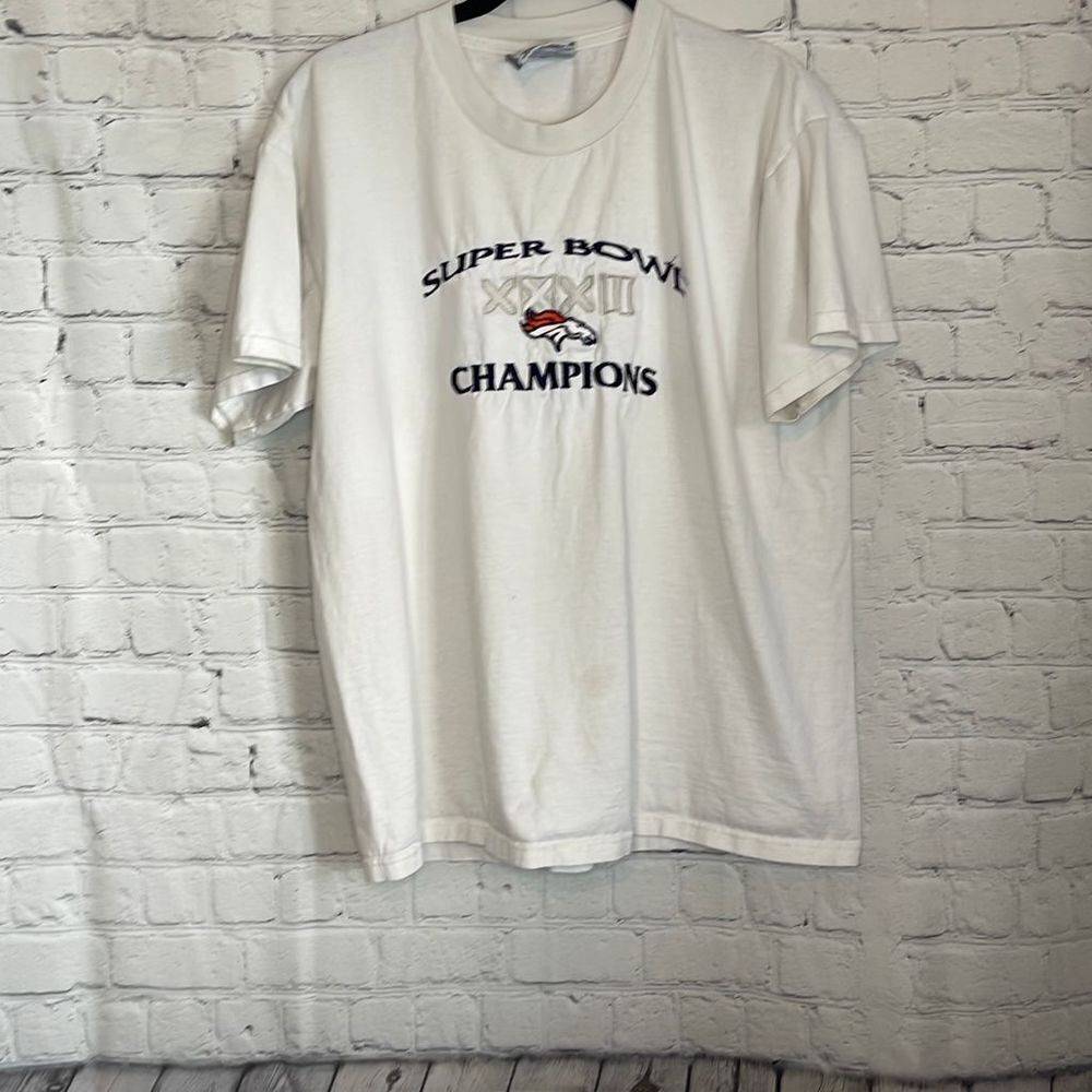 Vintage White super bowl XXXIII mens Short sleeve embroidered Tshirt size medium